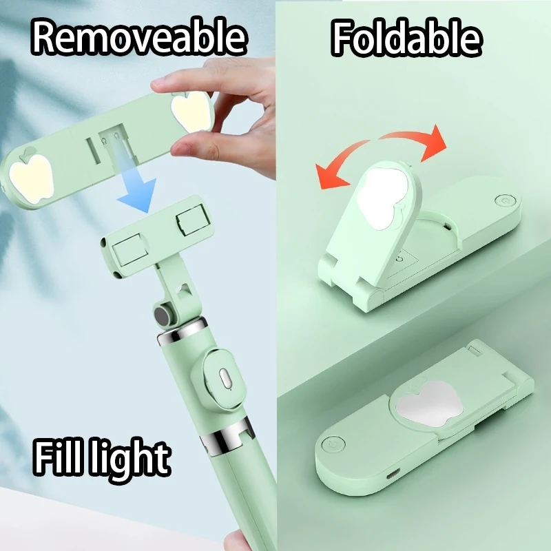 Xiaomi 360 Degree Rotable Selfie Stick Wireless Bluetooth Remote Reinforced Tripod Foldable 3 Colors Rechargeable Fill Light