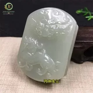 2025 new Hetian jade belt buckle Pixiu blue white jade unicorn belt buckle men's natural jade handle