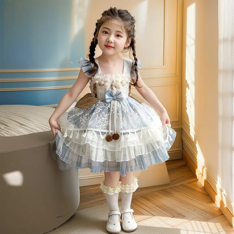 Girls' summer dress new baby dress Lolita flying sleeve yarn skirt children's princess skirt
