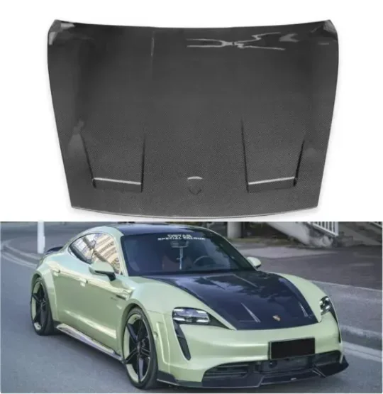 For Porsche Taycan 4S Turbo Turbo S 2019 2020 2021 2022 2023 2024 Real Carbon Fiber Car Front Engine Hood Vent Cover