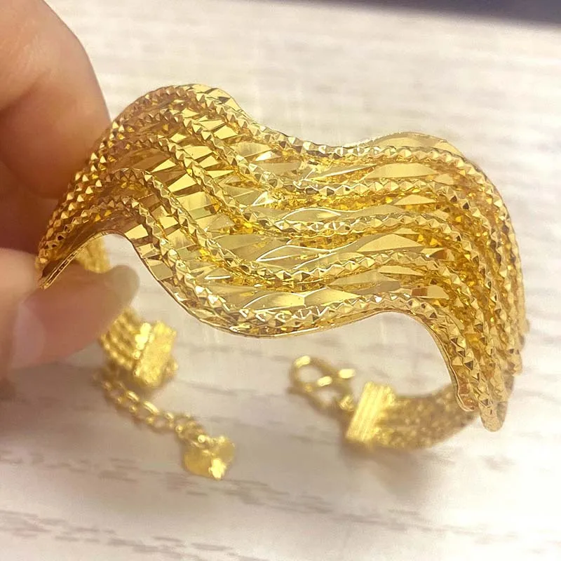 Ethiopian Dubai Gold Color Bangle For Women Girl Africa Wedding Thick Bracelet Bangles for Women