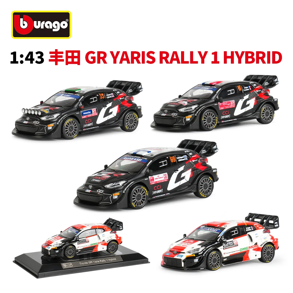 Bburago 1:43 GR Yaris Rally 1 Hybrid Rovanpera 69 33 17, Vehículos de Metal Fundido a Presión, Modelo Coleccionable de Auto de Carreras