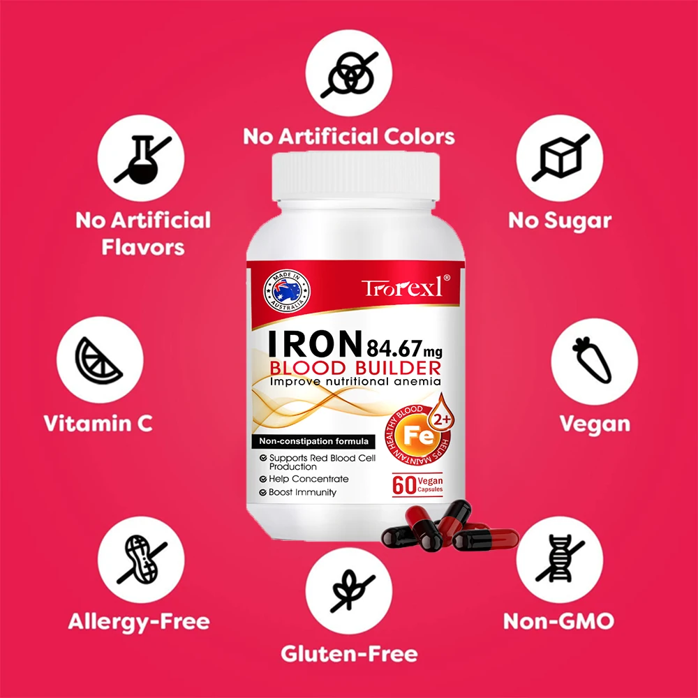 Iron Blood Builder Supplement for Women Nutritional Anemia, Iron Levels, Enhance Immunity Pills for Women Boosting Hemoglobin