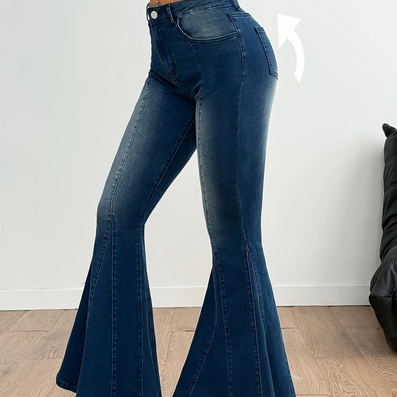 

Брюки-клеш, джинсы, женские уличные джинсовые ботинки, винтажные потертые эластичные брюки с высокой талией, женские потертые брюки длиной до пола