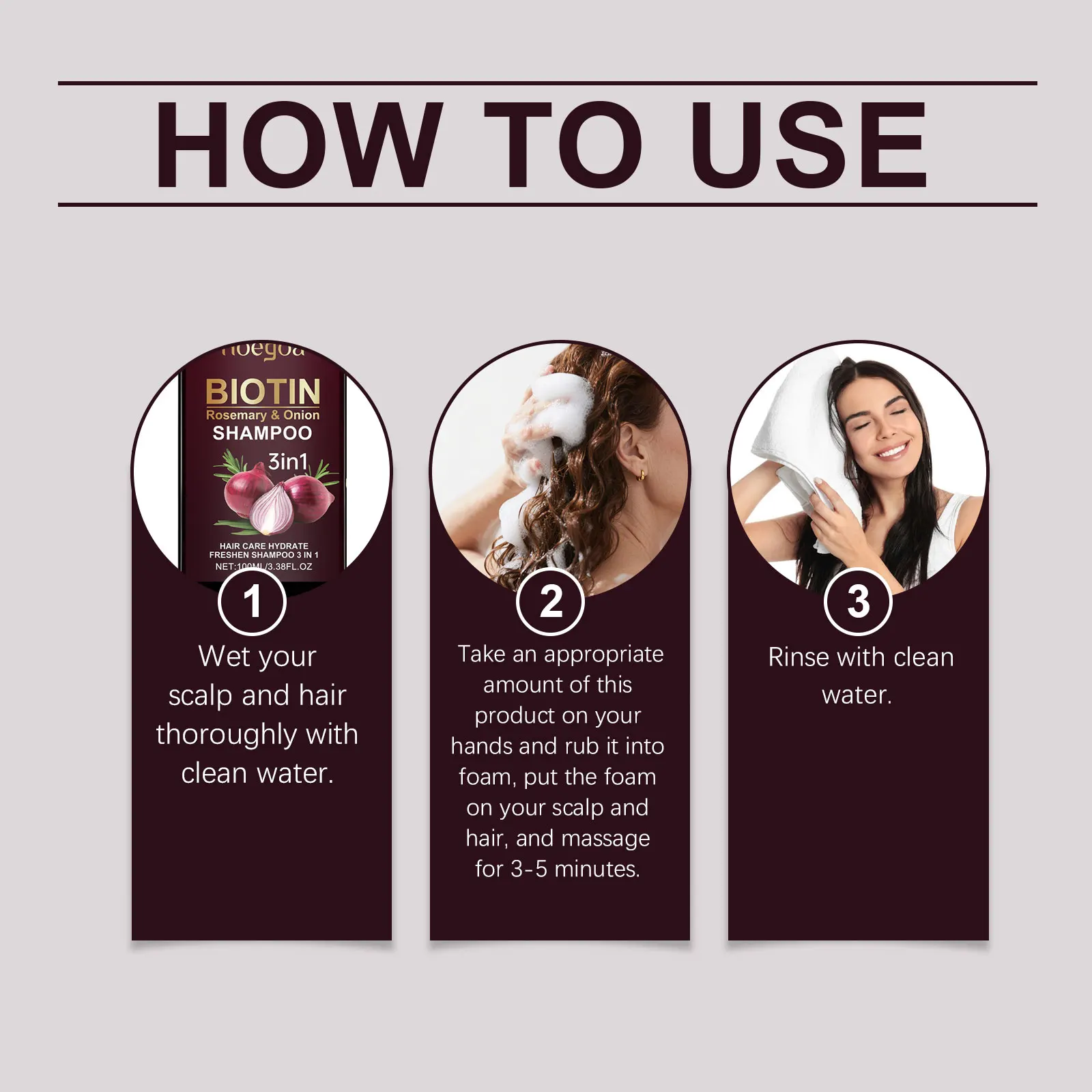 3-in-1 Rode Uien Haarshampoo Kalmerende Hoofdhuid Intense Repair Batana Voedende Shampoo met Rozemarijnextract voor alle haartypes