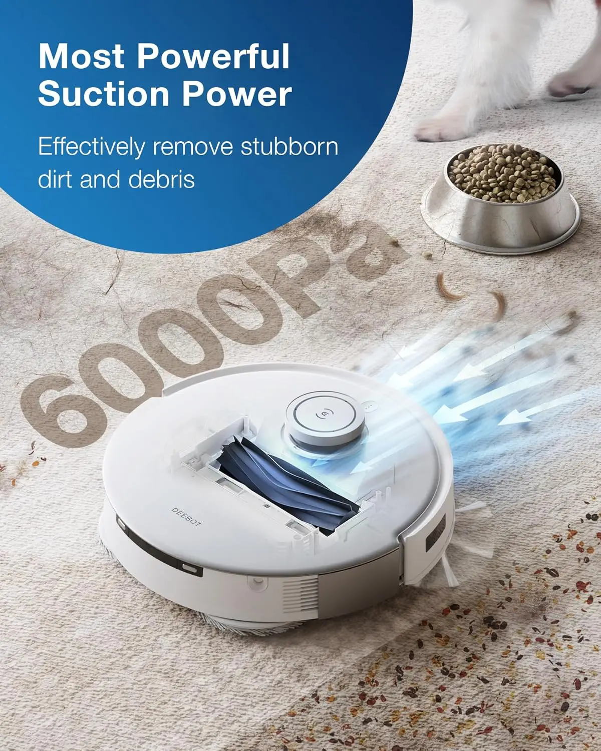 Robot Vacuum and Mop,Auto Hot Air-Drying,9mm AutoMop Lifting,Dual Spinning Mops,Self-Emptying,6000Pa Suction,Obstacle Avoidance