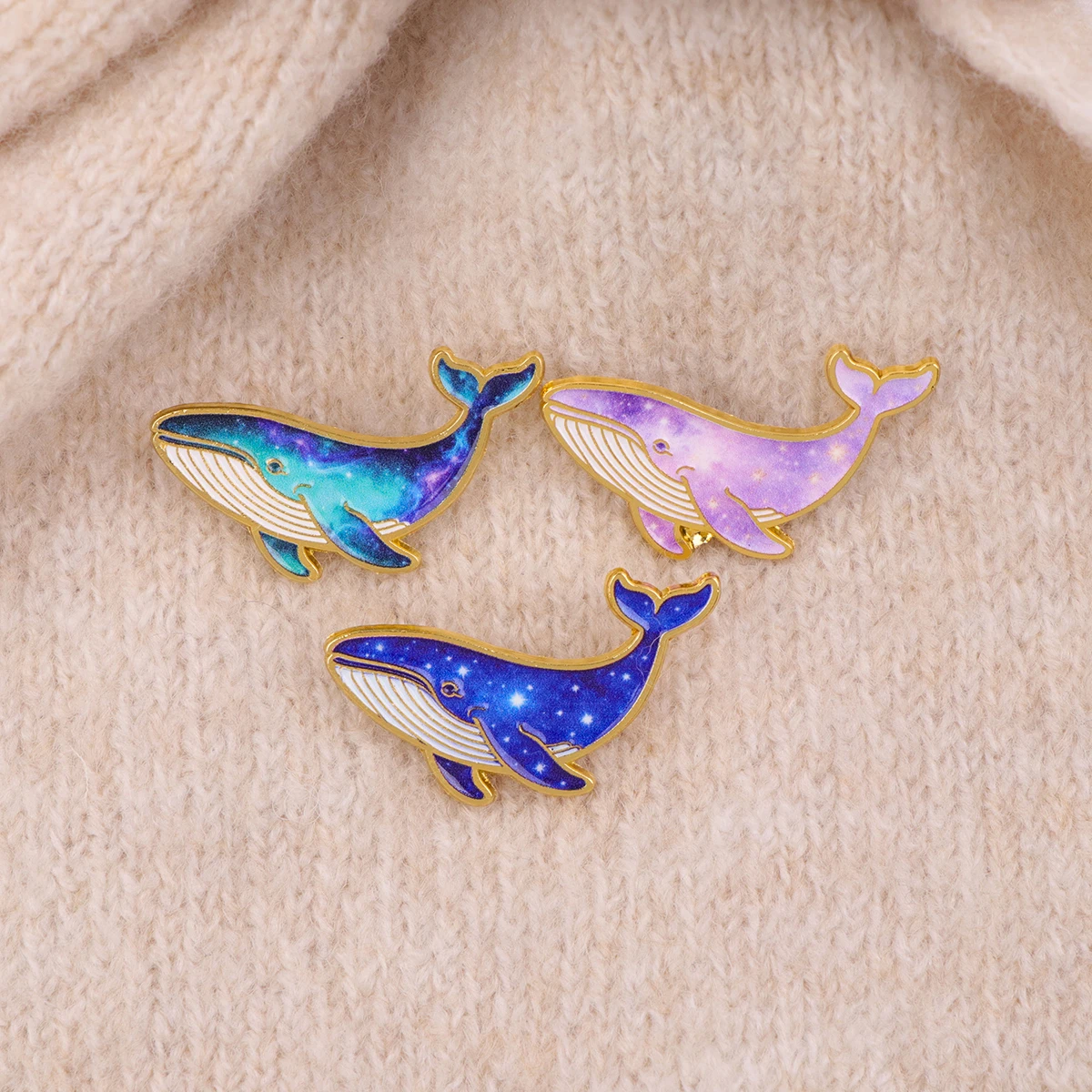Embroidery Whale - Colorful Humpback Whale Enamel Pin Brooches