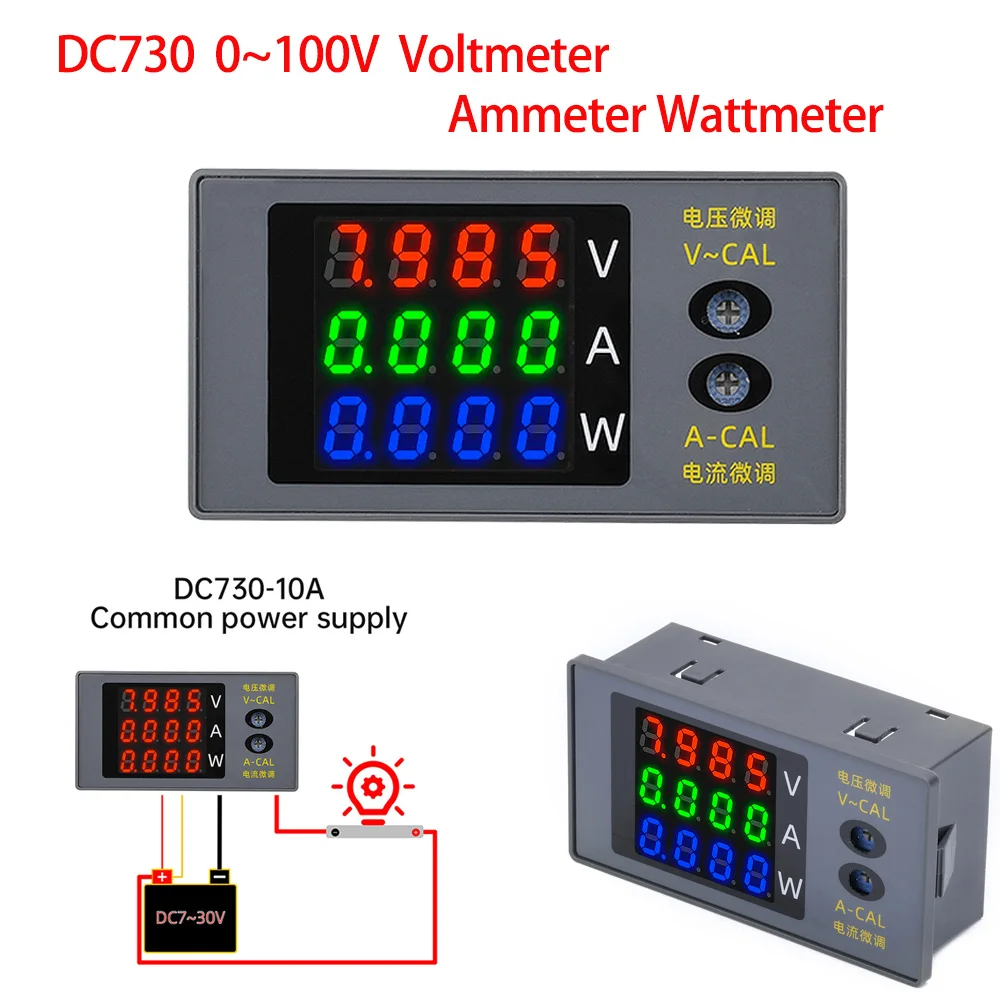 DC730 4-Digit Digital Voltage and Current Power Meter Adjustable Voltage Current DC 0~100V 10A 1000W