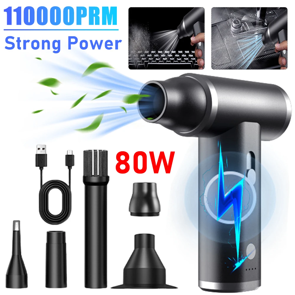 

Protable Air Duster for Computer Cleaning 110000PRM Cordless Compressed Air Blower 2000mAh for PC computers Keyboard Clean
