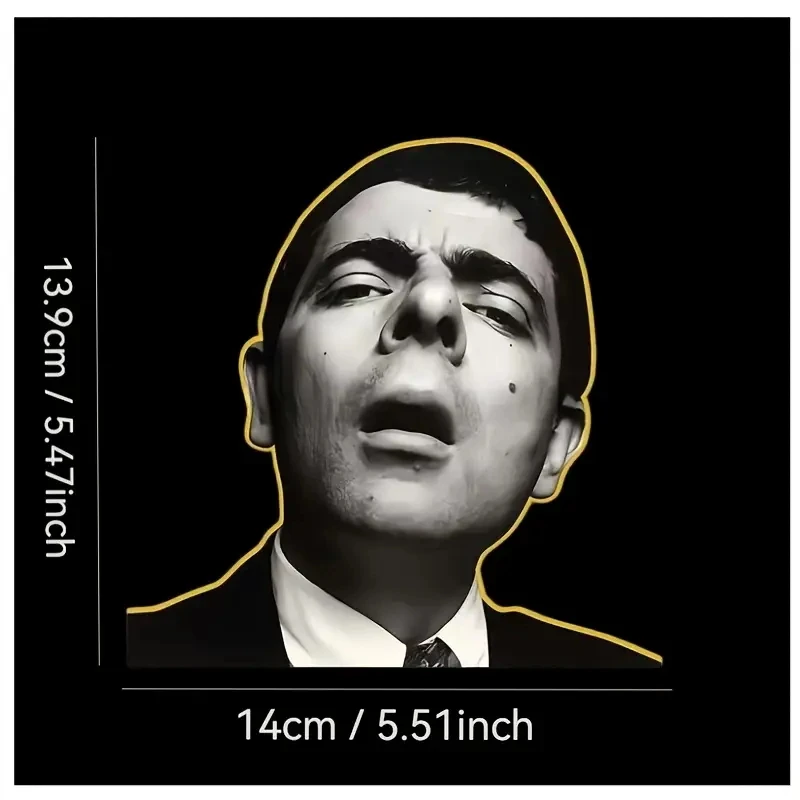 ملصق كوميدي عاكس للضوء من Mr. Bean - ملصق PVC مبتكر للسيارة والدراجات النارية والخوذة | أسود وذهبي، ذاتي اللصق، #1