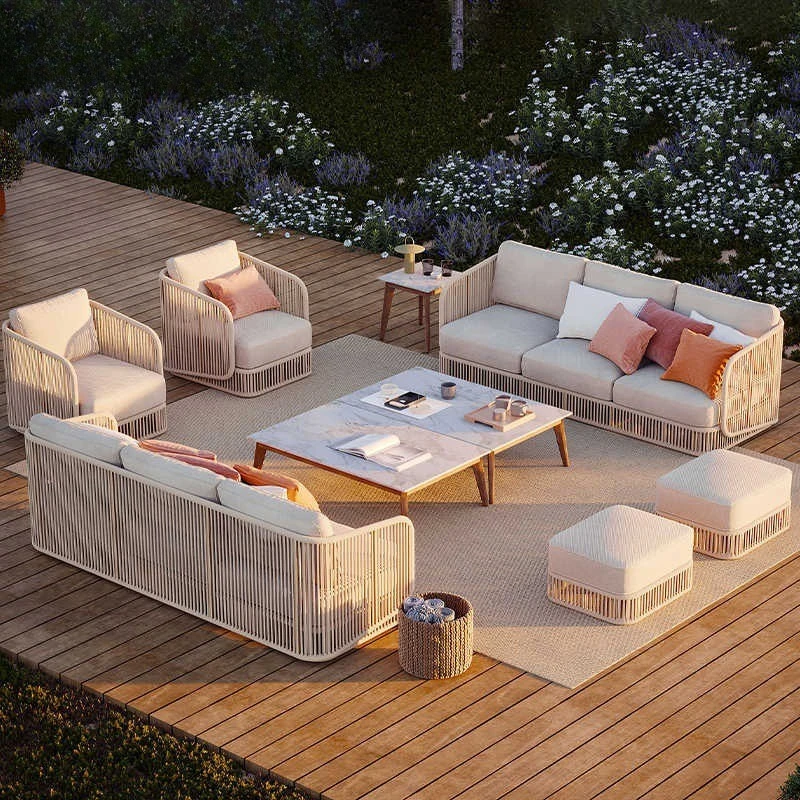 

Outdoor rope sofa courtyard balcony sofa villa bed and breakfast swimming pool bed