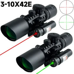 3-10x42E Tactical Sight Red Green Optical Riflescope Illuminated Adjustable Reflex Hunting Scope Cross-Hair Reticle 11/20mm Rail