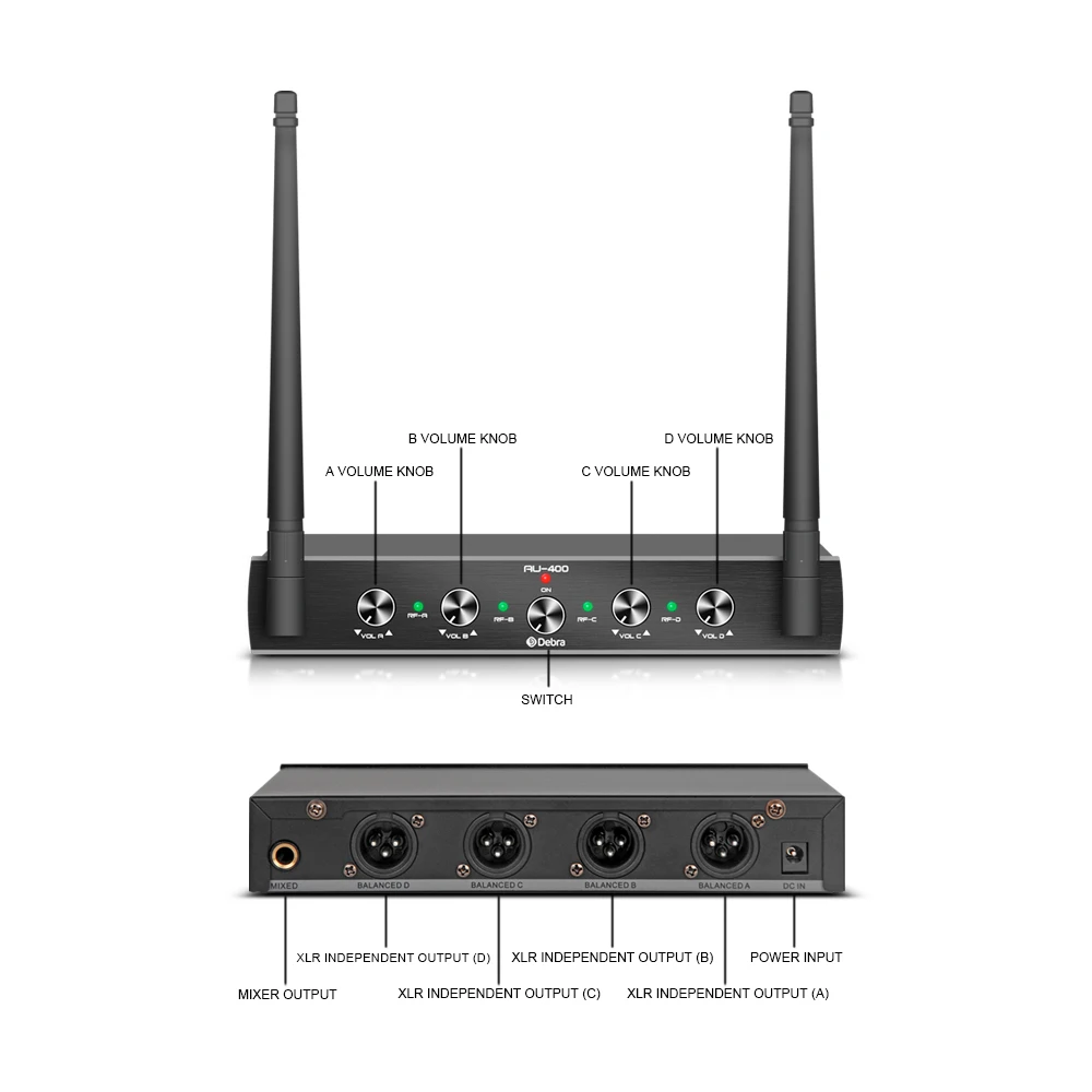 Imagem -04 - Debra-audio Pro Uhf Sistema de Microfone sem Fio Canais Lavalier Headconjunto Microfone Portátil para Karaoke Igreja Festa Bodypack