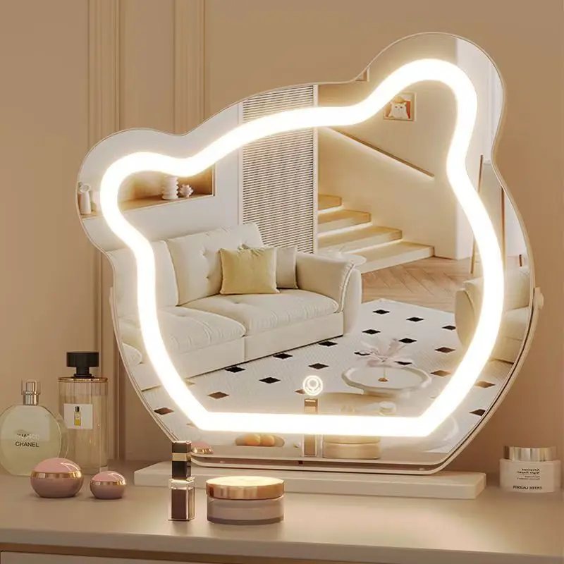

LED Makeup Mirror Asymmetrical Irregular Dressing Table Mirror Bedroom Funky Compact Girls Espelhos Living Room Decorations