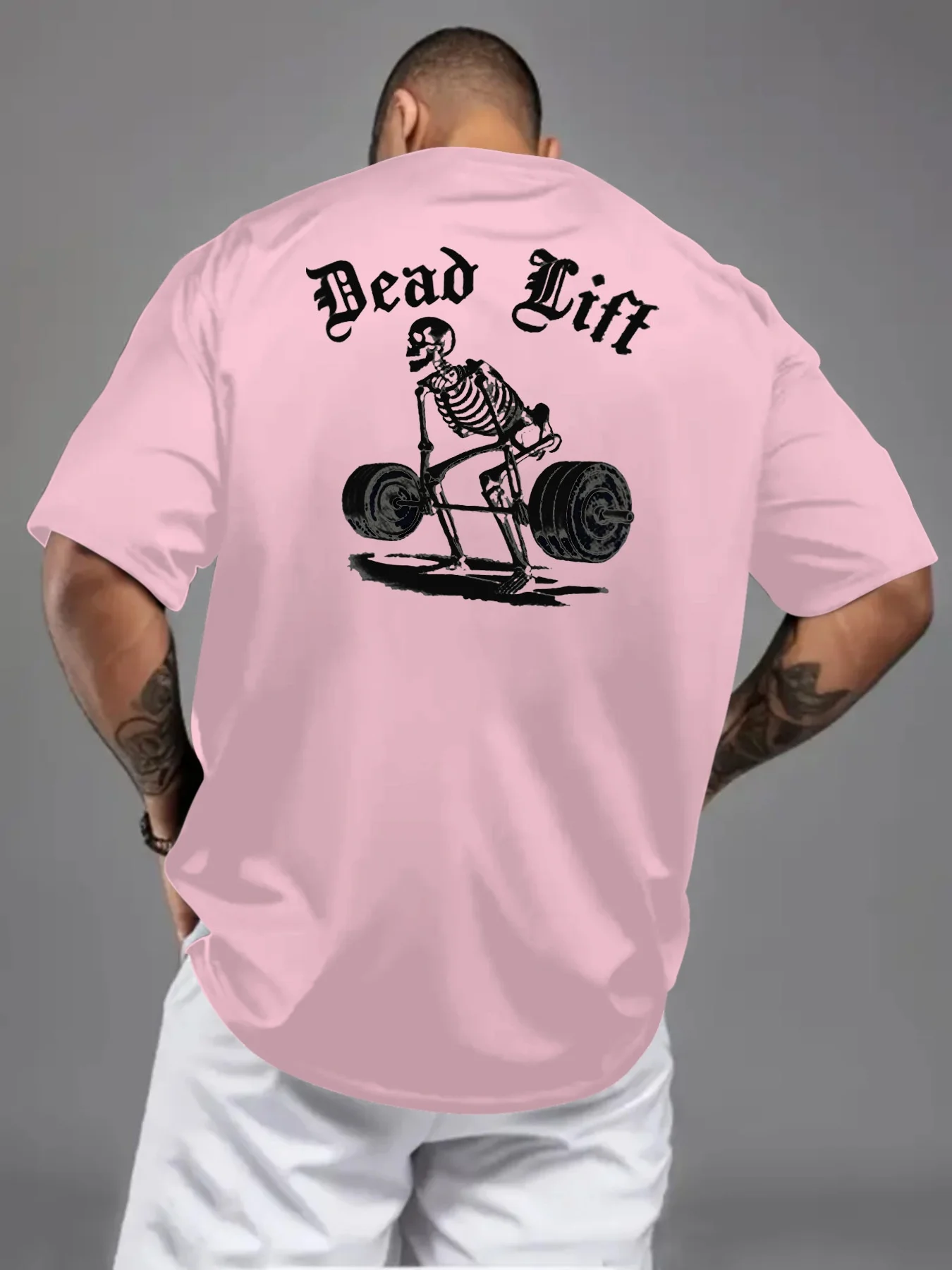 Men's Gym Skeleton Deadlift Graphic T-Shirt Vintage 