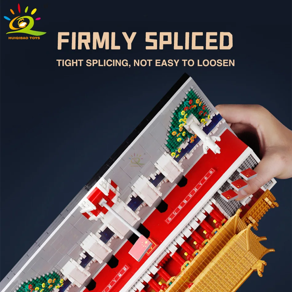 HUIQIBAO 1780pcs Beijing Tiananmen Forbidden City Model Micro Building Block Street View Architecture Mini Brick Children Toy