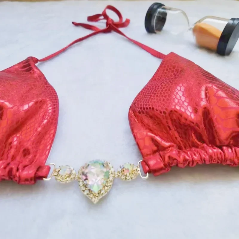 Maillot de bain sexy rouge avec biscuits pour femmes, bikini brésilien push-up, vêtements de plage, piscine, baigneur