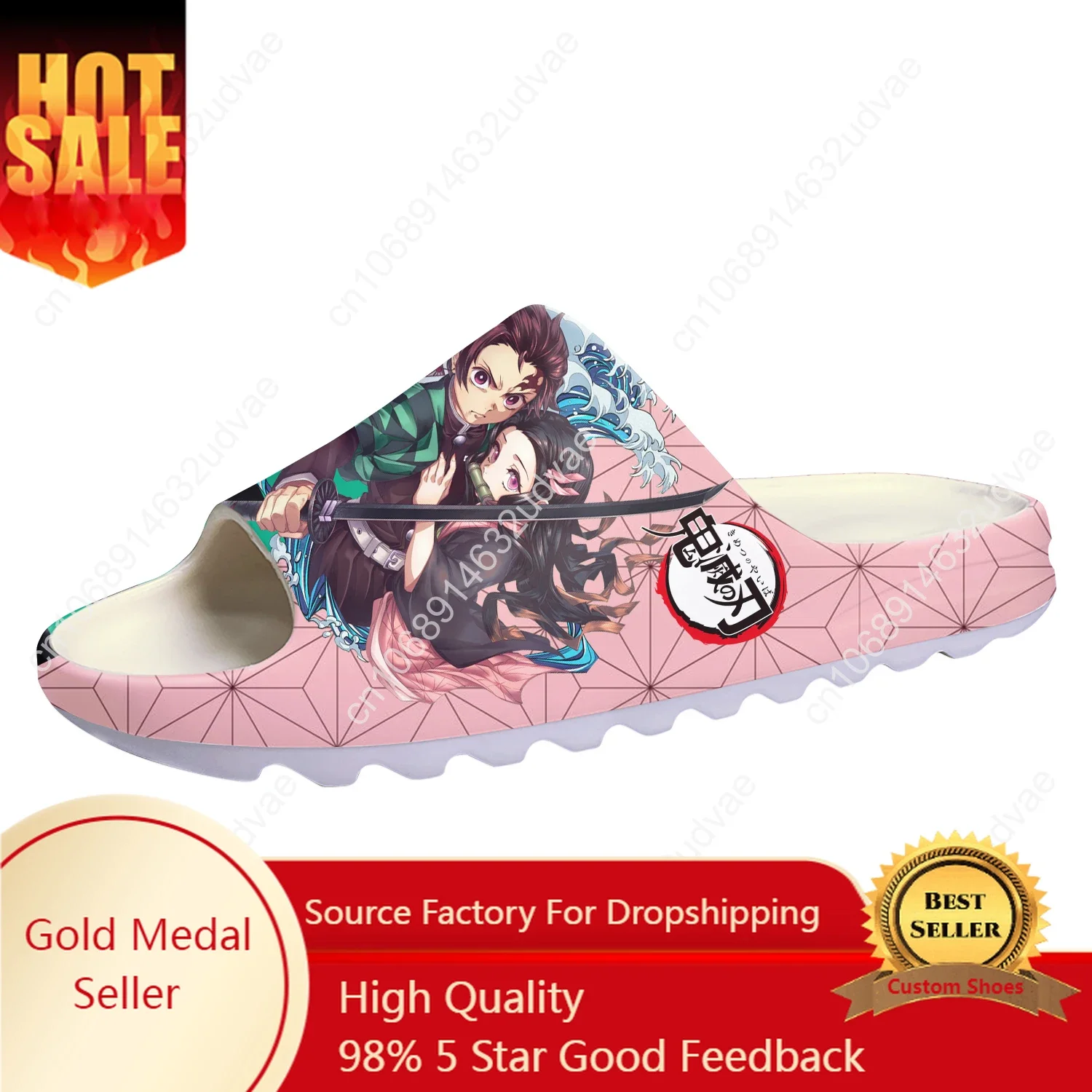 Japan Anime Cartoon Manga Tanjirou Nezuko Fashion Soft Sole Sllipers Mens Womens Teenager Sandals Custom Step On Water Shoes