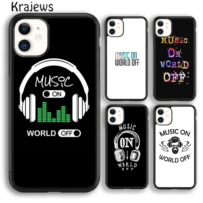 Krajews Music On World Off Soft Phone Case Cover For iPhone 16 15 SE2020 14 6 7 8 plus 11 12 13 pro max coque Shell Fundas