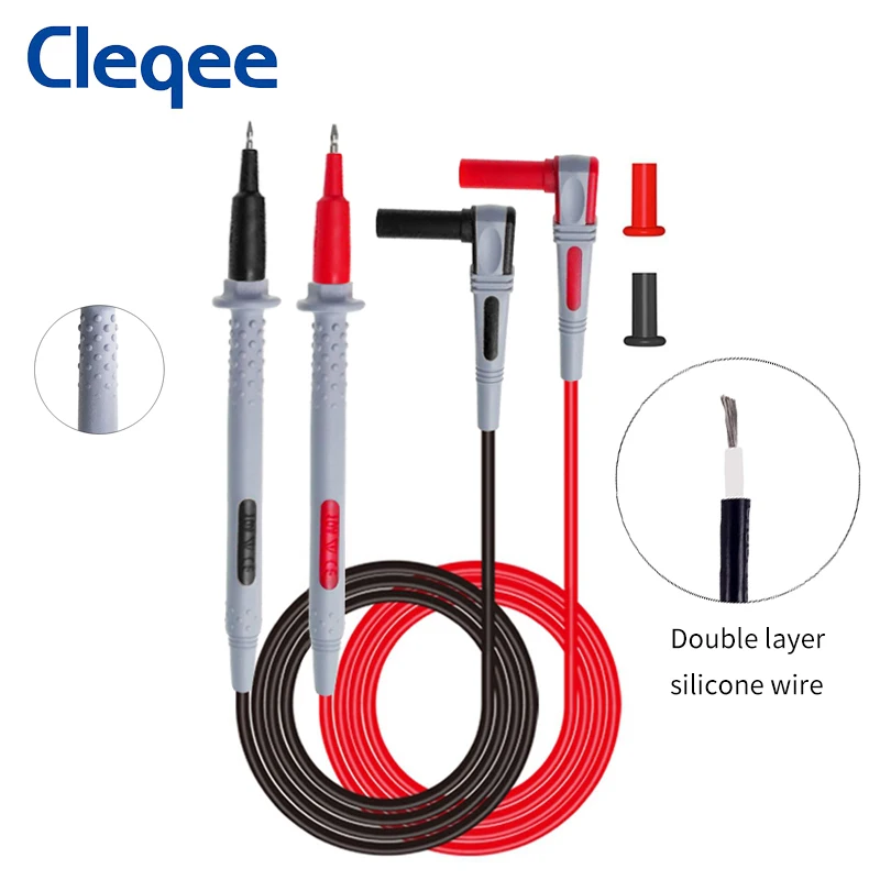 

Cleqee P1505 1.5M Double Silicone Multimeter Probes 4mm Banana Plug Test Leads with 2mm Copper Needle 1000V/10A