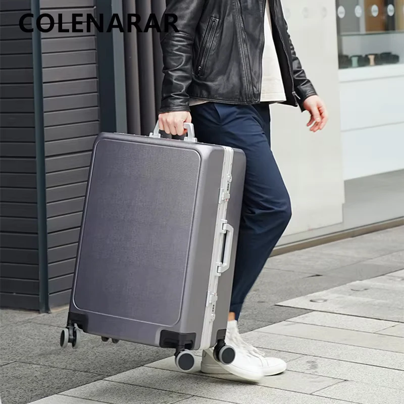COLENARA High-quality Luggage Aluminum Frame Boarding Box Large Capacity Trolley Case 20