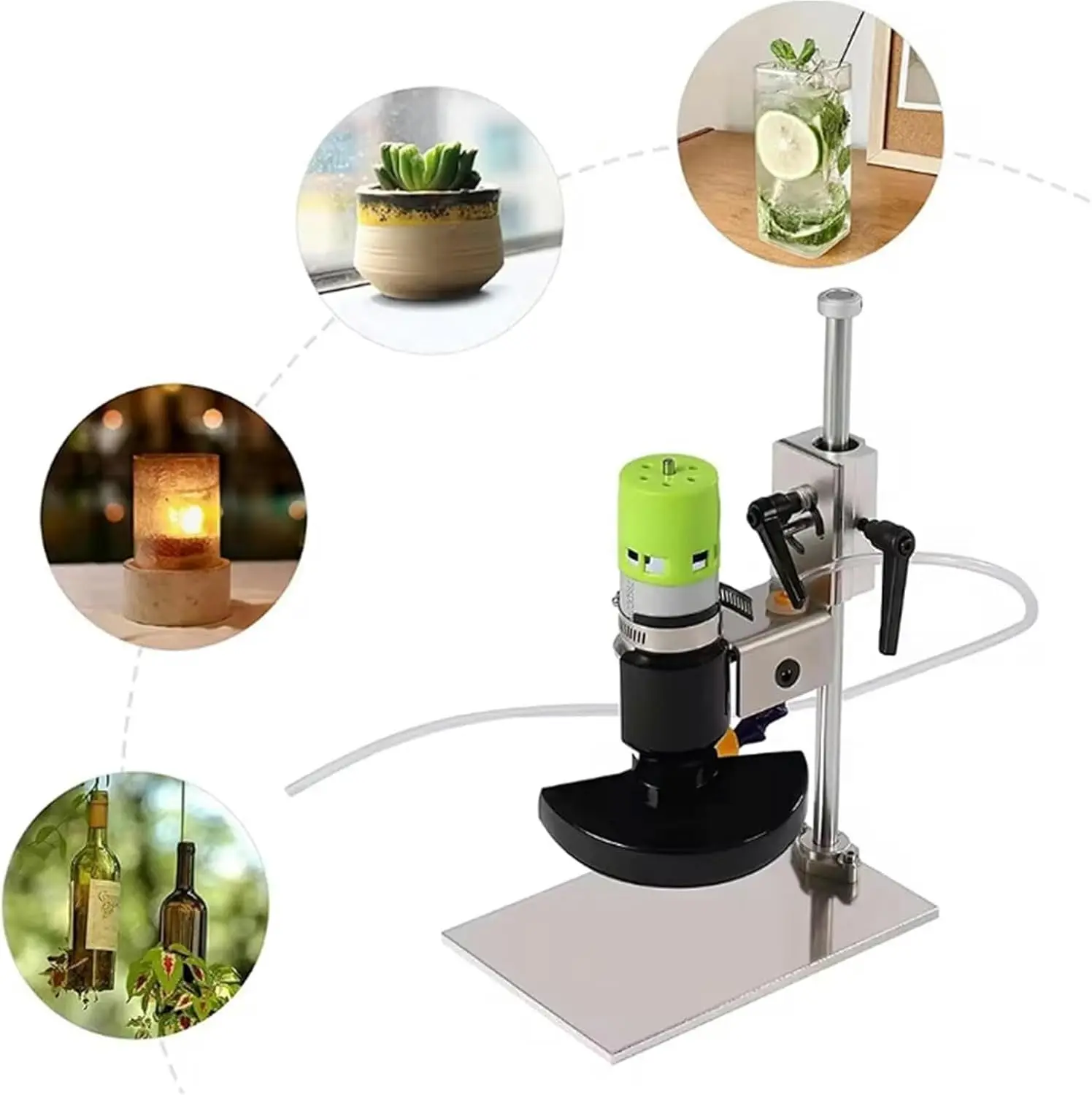 Glass Bottle Cutter Cutting Machine with 3 PCS Abrasive Blades 6000 R/Min Bottle Glass Cutter DIY Bottle Cutter Machine for DIY