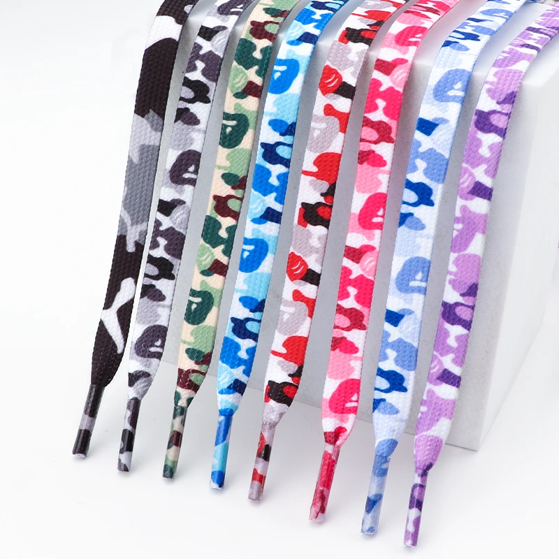 1Pair Camouflage Print Shoelaces 0.8CM Width Flat Shoelace AJ1&AF1 Boot Sneakers Laces for Shoes 120/140/160CM Shoes Accessories