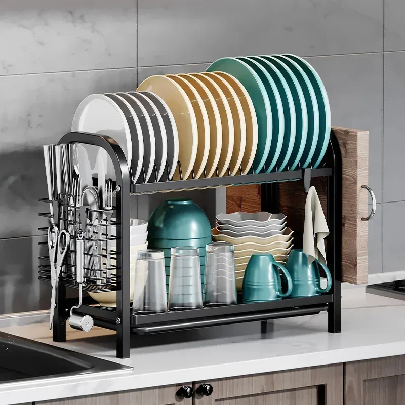 Kitchen Multifunctional Storage Shelf Drying Bowl Rack Drain Rack Tableware Storage Box Knives Dish Rack Drain Bowl Rack