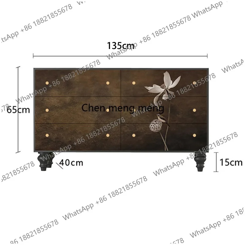 Chinese retro solid wood dining side cabinet, living room tea storage cabinet, entrance cabinet, wabi sandy wind storage