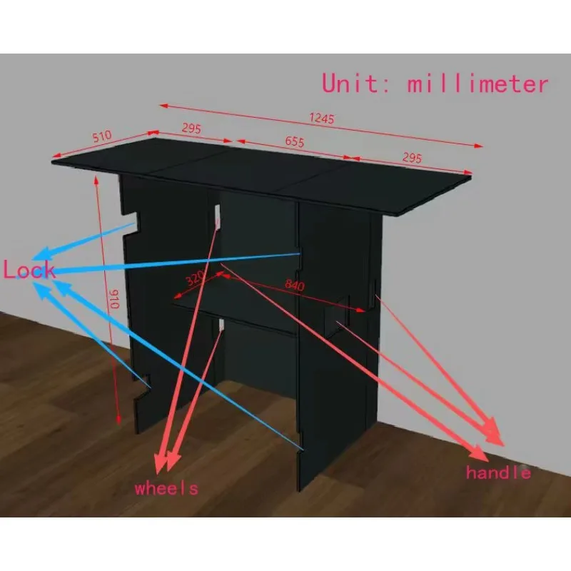 Portable DJ Table with Wheels and Handles Facade Portable DJ Booth Flight Case Black Aluminum Frame Plywood