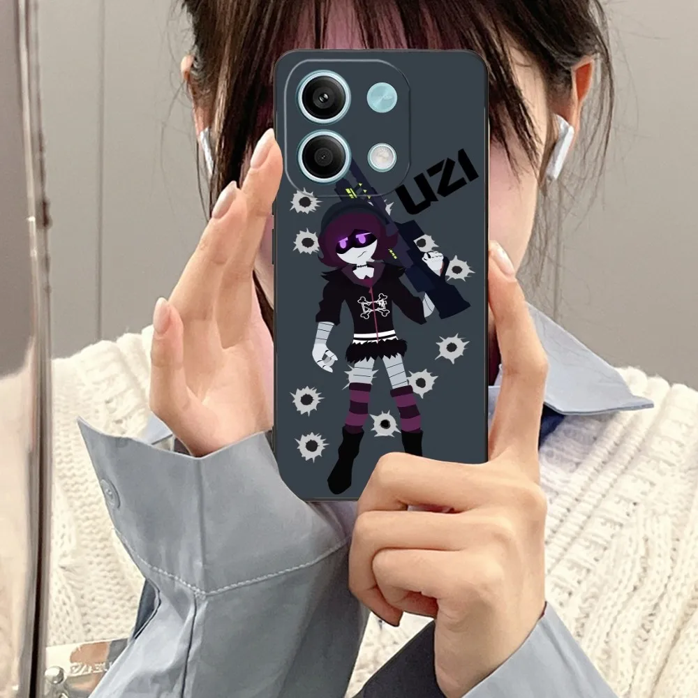 Murder Drones Uzi Mobile Cell Phone Case for Xiaomi Redmi Note 13 12 11 10 9 8 7 6 S A Pro Lite Plus 5G Black Phone Cover Funda