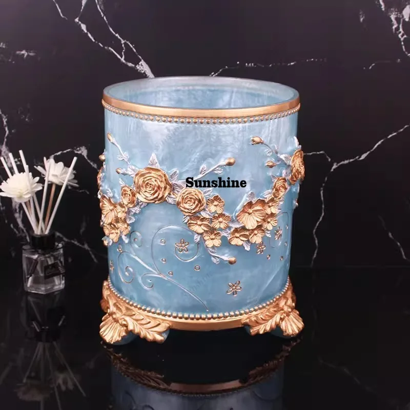European creative household living room trash can modern large luxury bathroom uncovered retro European and American storage buc