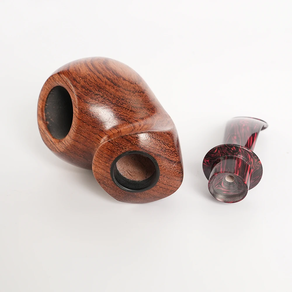 MUXIANG imported rosewood tobacco pipe apple cavity design 3mm flue bowl diameter 21.5mm wood pipe colorful acrylic pipe mouth