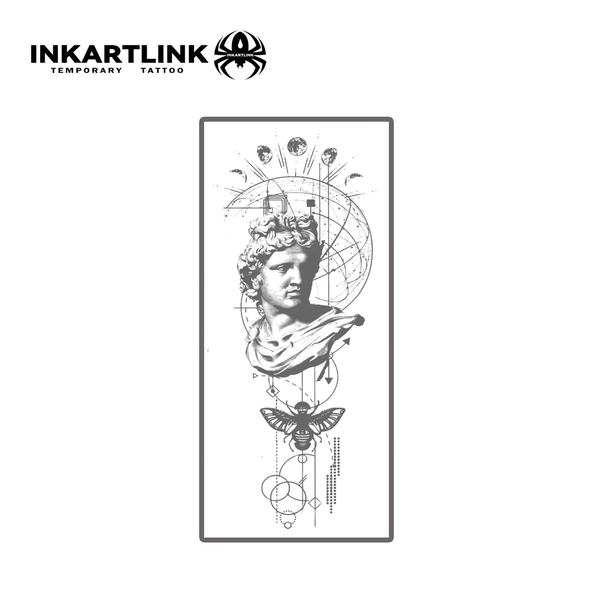 Sculpture And Insect In Moonlight Temporary Tattoo,Lasts To 15 Days New Technology Magic Waterproof Semi Permanent Sticker.