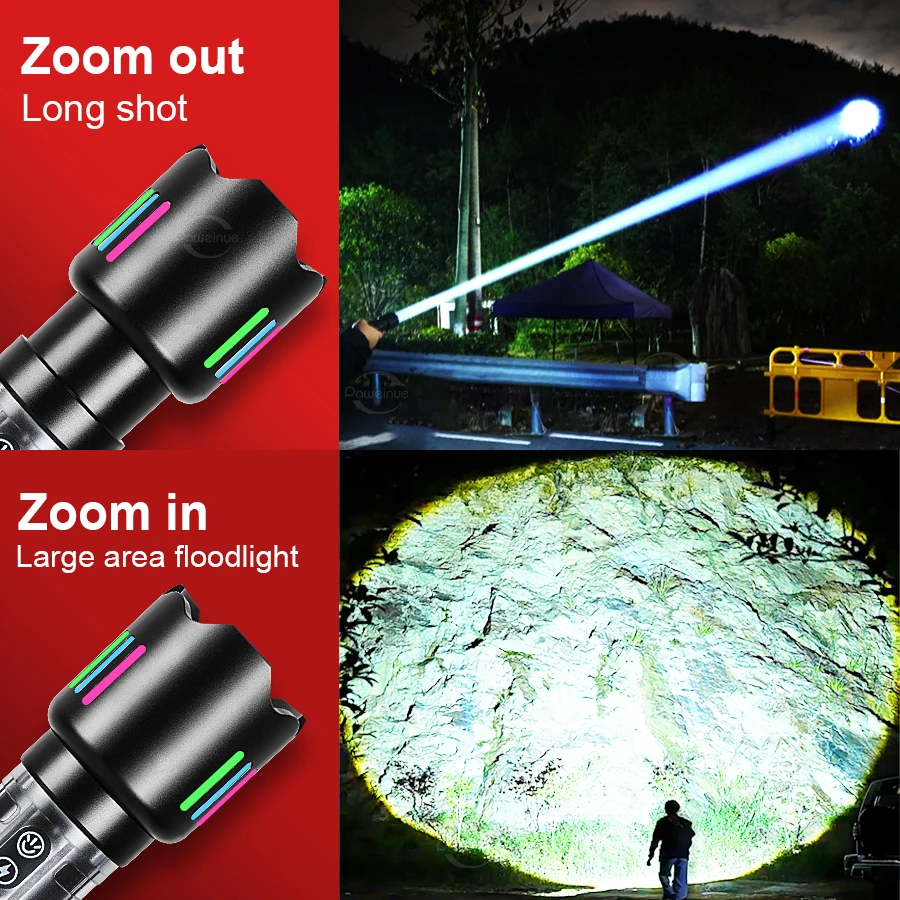 Imagem -02 - Lanterna Led Muito Forte de Alto Lúmen Lanterna Ultrapotente Usb Recarregável Zoom 3500m Camping Caça Lanterna Led de Alta Potência a Lanterna Mais Poderosa do Mundo