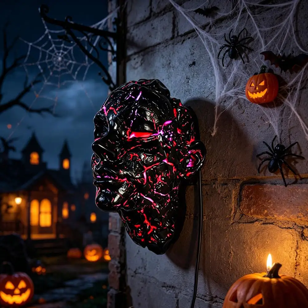 Punk Style Ambient Wall Decor Resin Face Led Lamp Cracked Glow Table Light Usb Powered Spooky Night Decor for Gaming Room Bar