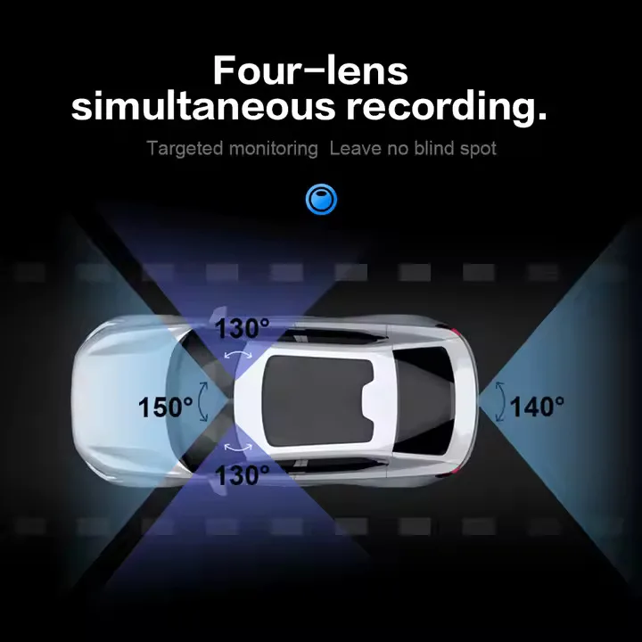 4 Channel 1080P FHD Dashcam Wide Angle 3.0" IPS Screen Built - in WiFi & External GPS Loop Recording Parking Car Monior