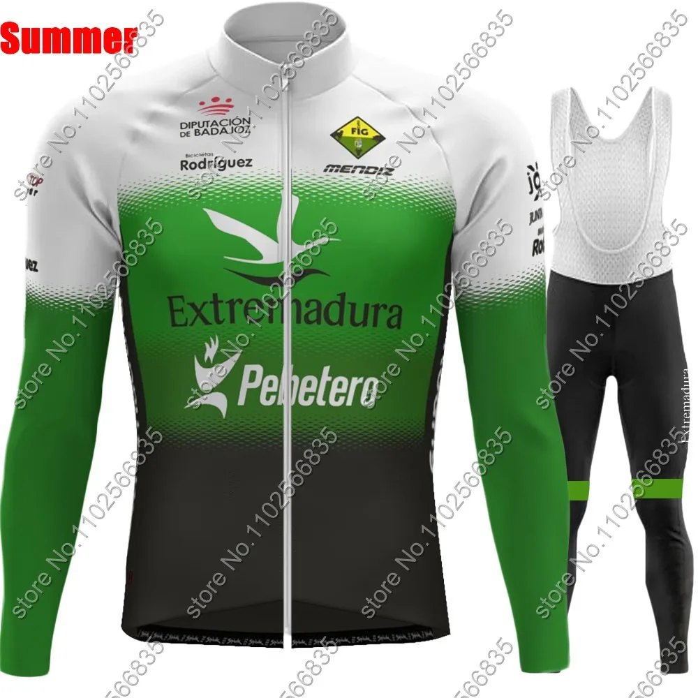 Extremadura - Pebetero 2024 Cycling Jersey Set Long Sleeve Spanish Winter Summer Green Clothing Suit MTB Bike Road Pants Bib