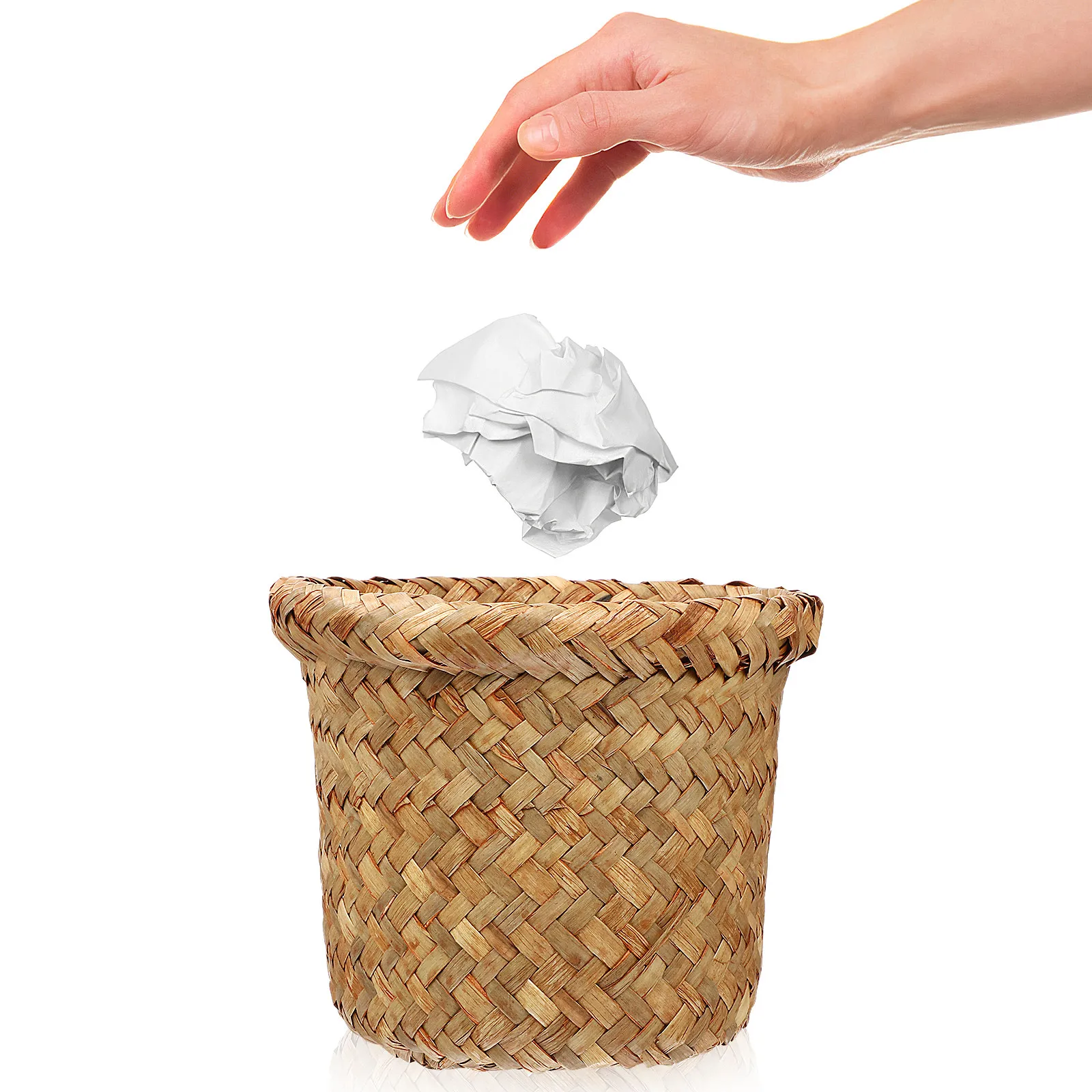 

Плетеная корзина для мусора из морской травы, сверхпрочная, без крышки, для удобного избавления от отходов, напольная, для дома и офиса