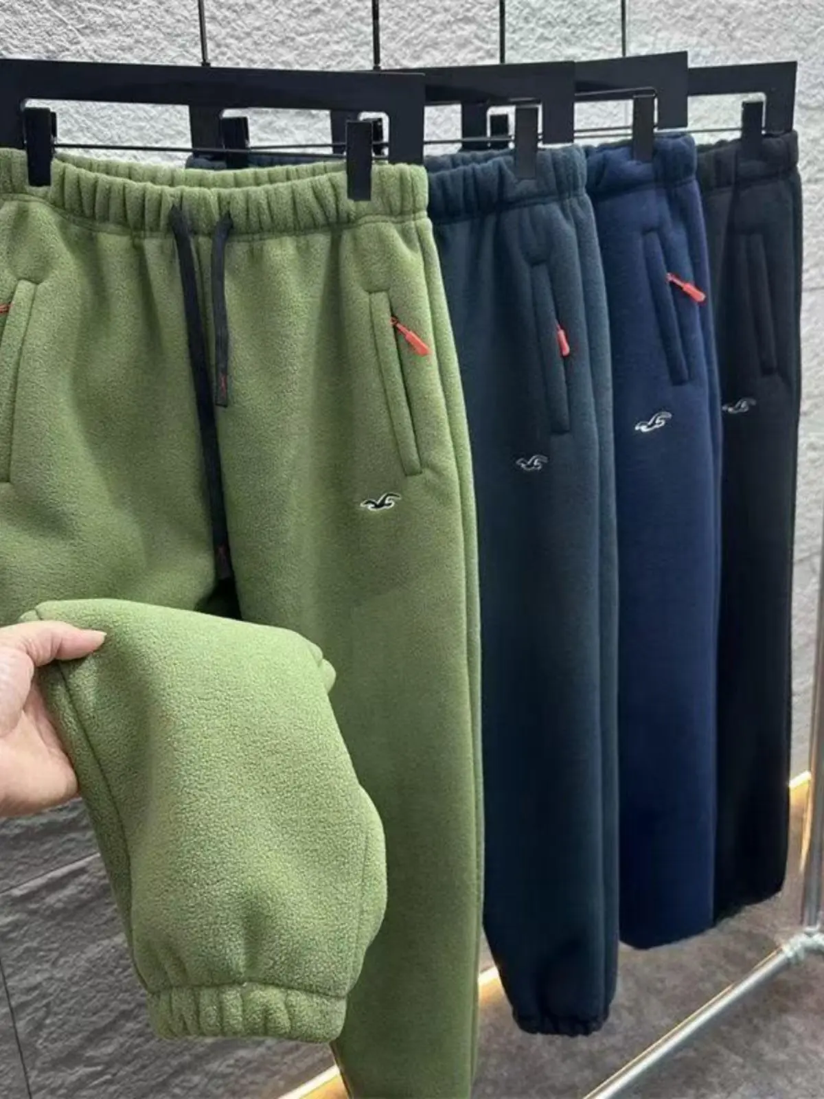 

Thiened Lamb Velvet Fce на подкладке зимние повседневные брюки мужские теплые спортивные штаны свободного покроя со средней талией на молнии ket Sle