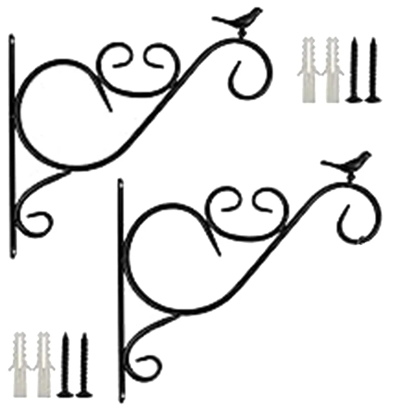 壁掛け植物ブラケット、レトロな鉄金属製の壁ランタン、植物、花、鳥の餌箱を吊るすための壁掛けハンガー