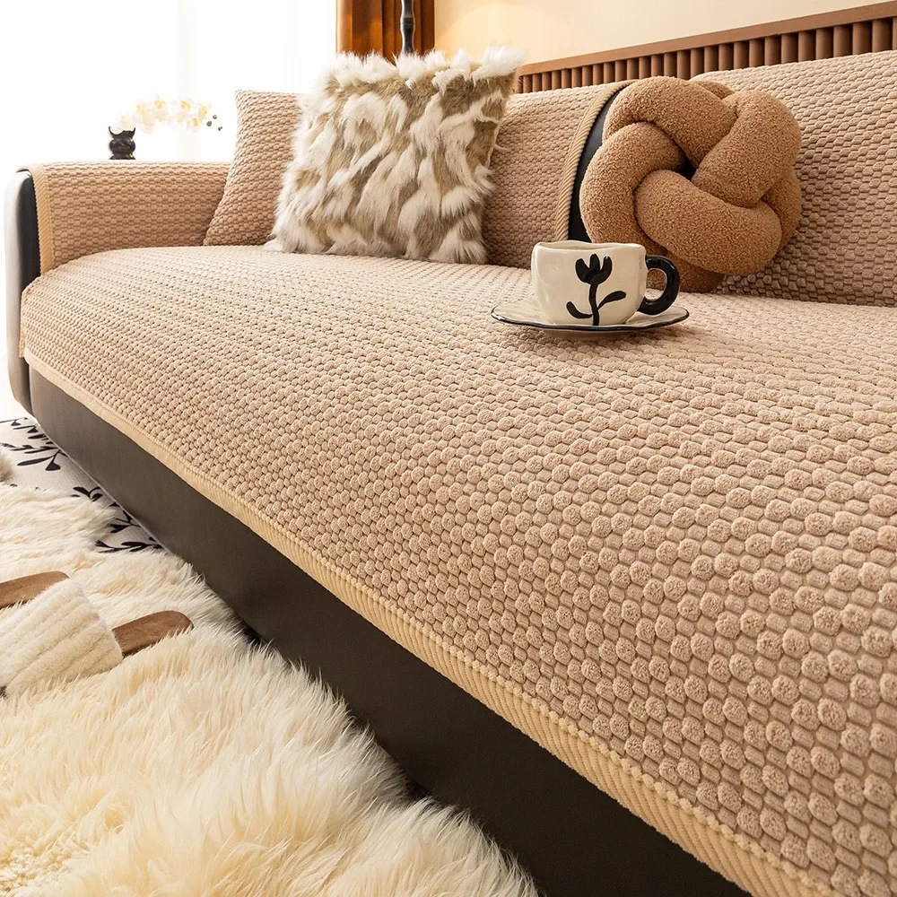 1pcs Solid Color Couch Cover Anti-Slip Sofa Towel Living Room Furniture Protector Seat Mat Prevent Cat Scratching