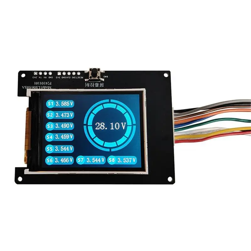 Y47A 8S Battery Voltage Monitoring Module, for Li- LiFePO4 LTO Batteries, Single String Total Voltage Display Tester