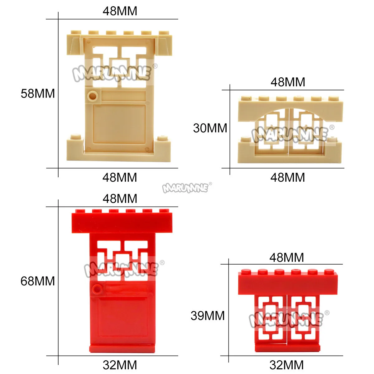 MARUMINE 문 1x4x6 창 및 프레임 4x3 빌딩 블록 아이디어 부품, 클래식 벽돌 건설 교육 완구