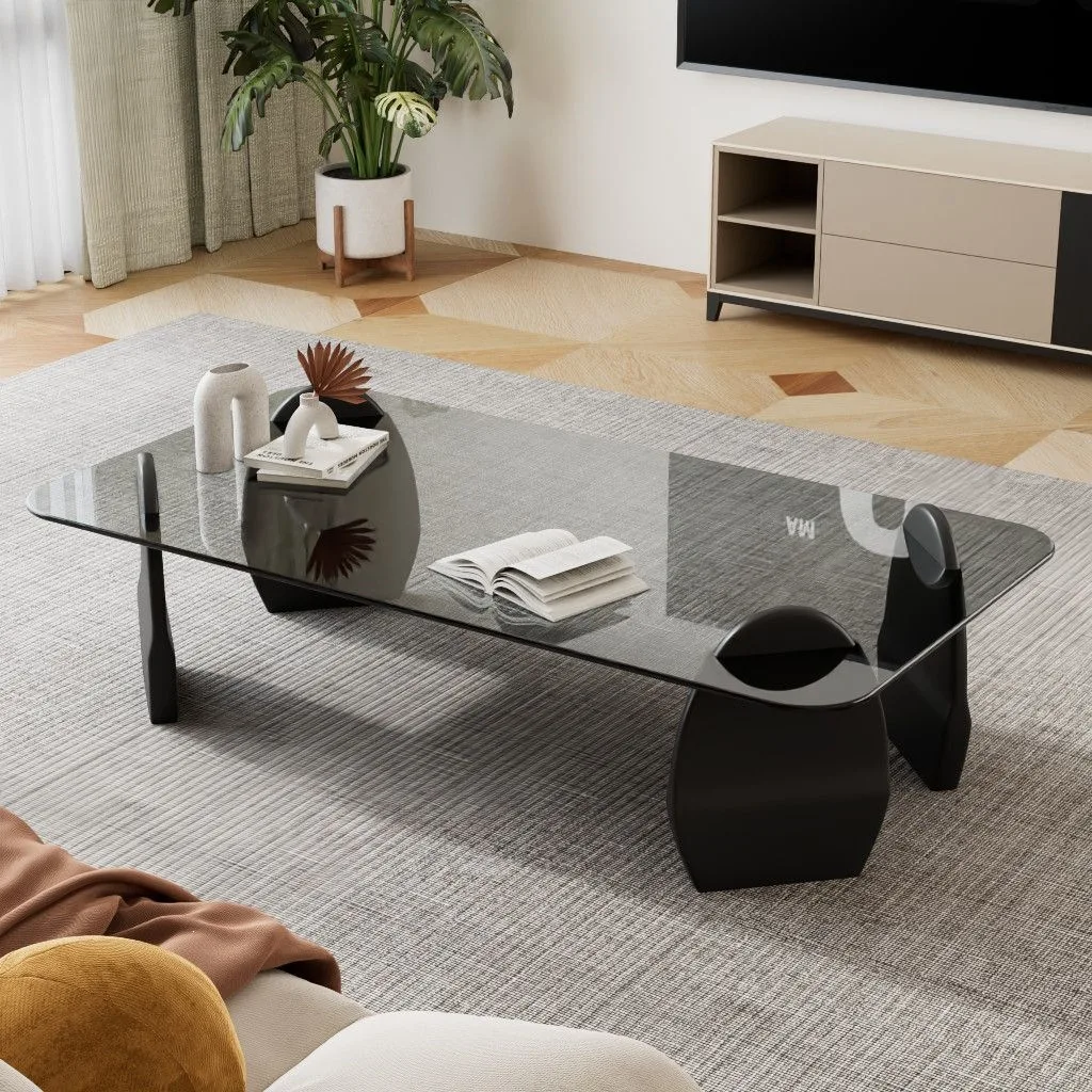 Minimalist rectangular water ripple household coffee table light luxury small apartment modern simple