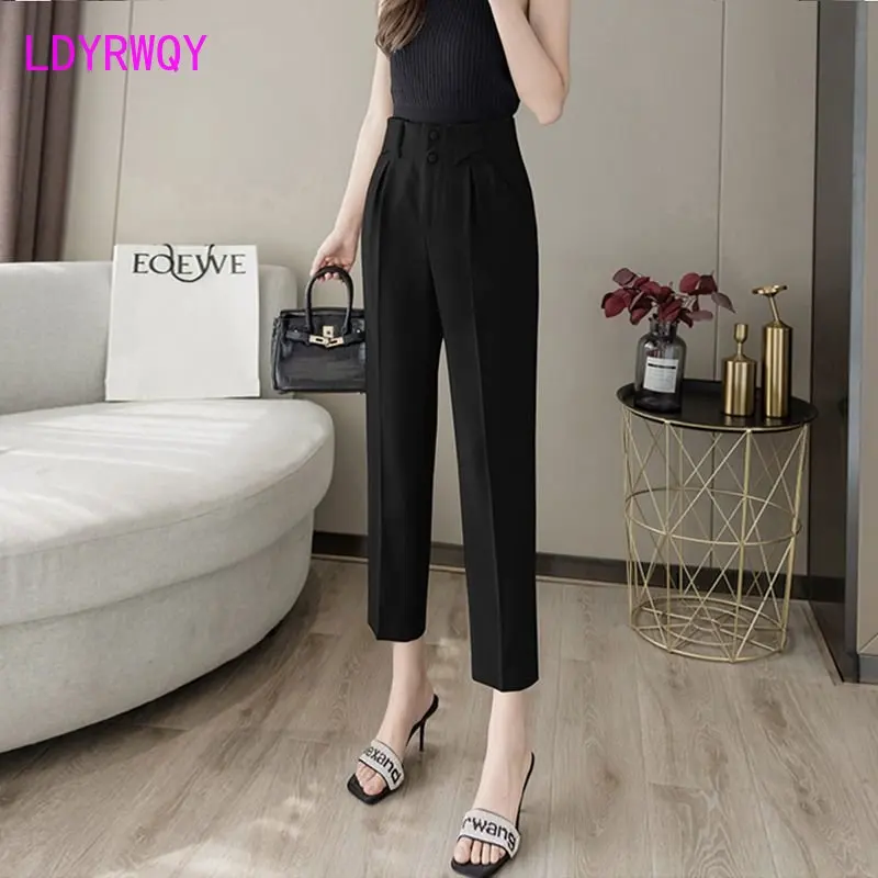 High waisted suit pants 2022 new small nine straight tube women loose slimming slacks