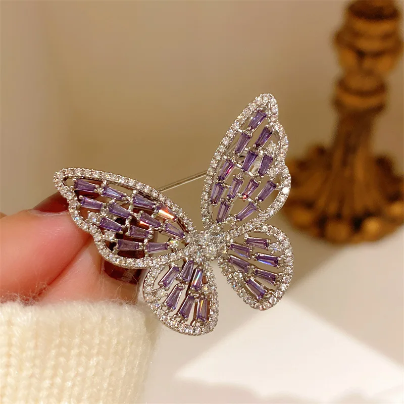 

Ladies' Purple Butterfly Brooches for Women Party Banquet Rhinestone Pins Clothese Accessories Jewelry Gift