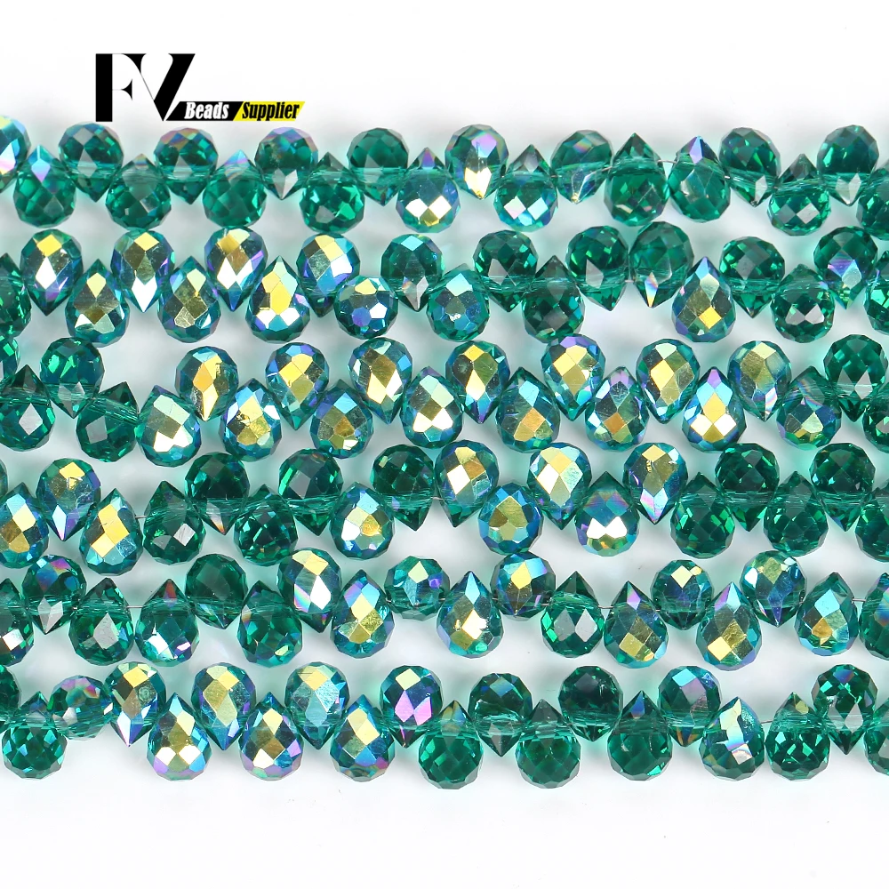 6mm Natural Stone Beads Peacock Green Waterdrop Crystal Loose Beads For Jewelry Making Handmade Diy Bracelet Accessories