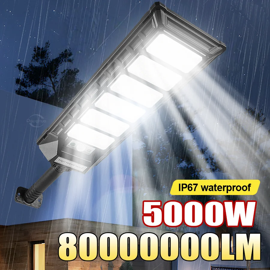 8000000LM Upgrade LED Outdoor Solar Lamp 5000W Super Bright Outdoor Solar Street Light Motion Sensor Remote Control Garden Light