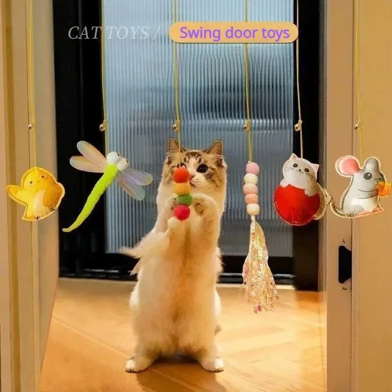 

Self-Hey Hanging Door Simulation Bird Toy for Cat, Interactive, Hand Free, Elastic Band, Cats Toys, Accessories